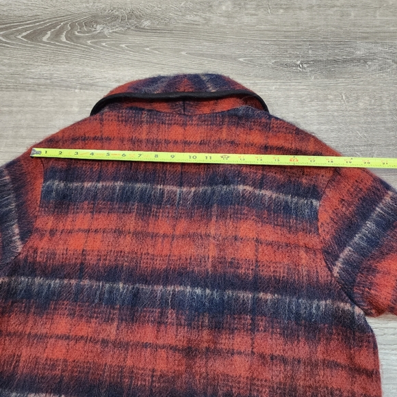 TOPSHOP Wool Blend Shacket Oversized Open Cardigan Jacket Orange Black 6 - Picture 10 of 16